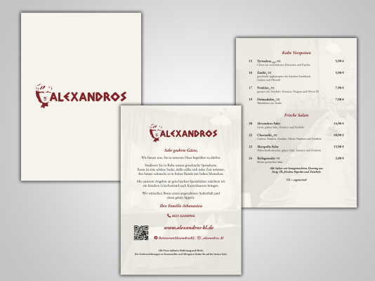 Alexandros Speisekarte