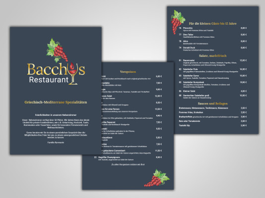 Bacchus Speisekarten
