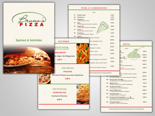 Brunos Pizza Speisekarte